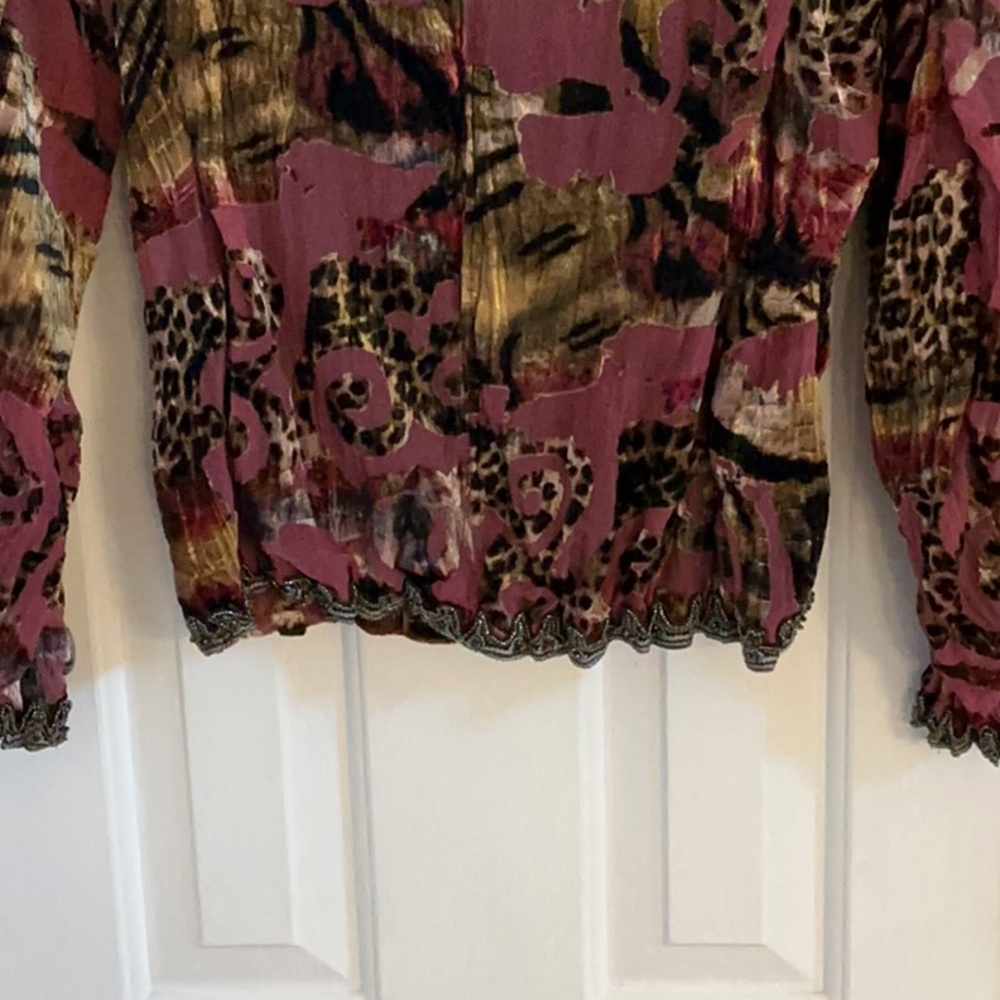 Alberto Makali Multicolor Mixed-Print Velvet-Trim & Beaded Jacket - Picture 11 of 15